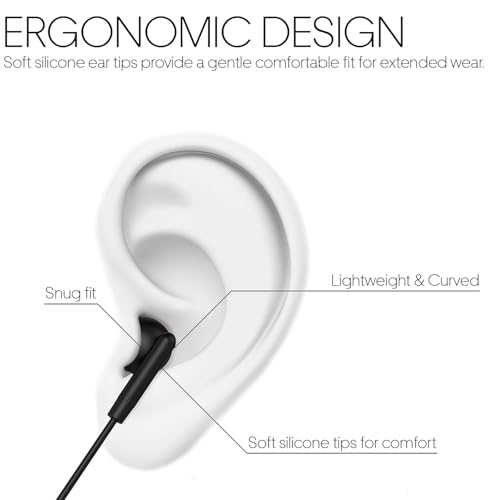Maeline Classroom Headphones Bulk 5 Pack Earbuds – Wired 3.5mm School Earbuds for Students, Kids, Library & Testing Use – Individually Wrapped, Multi Device Compatible – Black - color: Onyx Black, size: 5 Pack