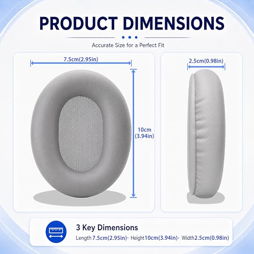 Replacement Ear Pads for Sony WH-XB900N/WH-CH710N/WH-CH720N/WH-RF400/MDR-RF895RK Headphones, Extra Thick Ear Cushions with Protein Leather＆Memory Foam - color: Gray