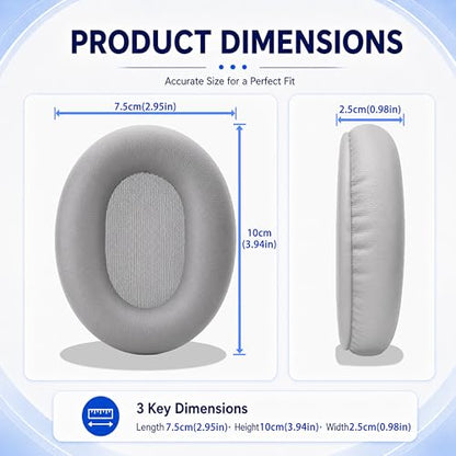 Replacement Ear Pads for Sony WH-XB900N/WH-CH710N/WH-CH720N/WH-RF400/MDR-RF895RK Headphones, Extra Thick Ear Cushions with Protein Leather＆Memory Foam - color: Gray
