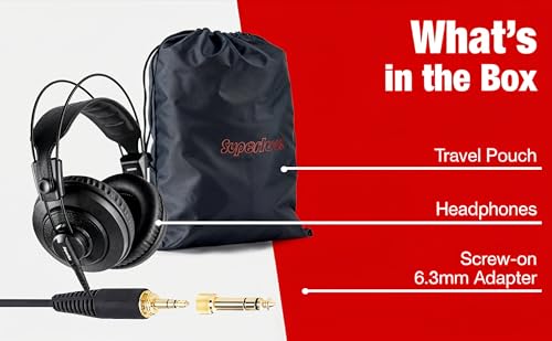 Superlux HD668B MKII Semi-Open Studio Headphones, 50mm Drivers, 56Ω, Wired | For mixing and mastering; HD668 upgraded diaphragm, neutral 50mm-driver tuning, precise imaging and a detachable cable