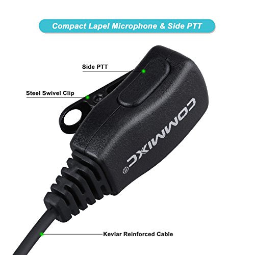 2Pack Walkie Talkie Earpiece 1-Pin 2.5mm Compatible with Motorola Talkabout | in-Ear Two-Way Radio Headset with Mic, Two Way Radio Earpiece with PTT