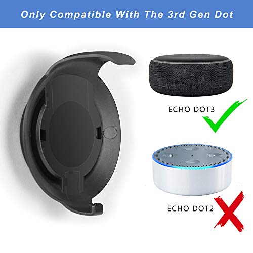 Echo Dot Wall Mount Holder for 3rd Generation, Built-in Cable Management Space-Saving Accessories for Dot(3rd Gen) Smart Speakers, with Sticking Tape and Drill Nail-Black - color: Black