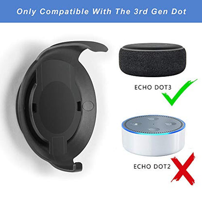 Echo Dot Wall Mount Holder for 3rd Generation, Built-in Cable Management Space-Saving Accessories for Dot(3rd Gen) Smart Speakers, with Sticking Tape and Drill Nail-Black - color: Black