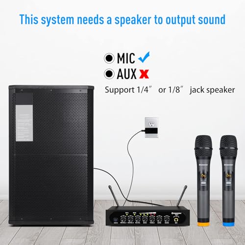 Wireless Microphone System Cordless Dynamic Mic UHF Dual Channel Wireless Handheld Microphone with Echo Bluetooth Volume Control for Karaoke Singing Church for Amplifier Speaker Mixer - size: 2 Channel UHF Cordless Handheld Dynamic Mic