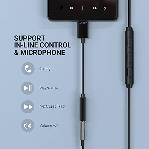 USB C Headphone Adapter with 192KHz/24-bit DAC Compatible with Samsung S25/S24/S23/S22 Ultra, Tab S10/S9/S8/S7/S6, iPhone 17/16/15, iPad Pro 13/12.9/11, iPad Air 13/11h, Pixel 10/9/8/7/6 Pro - color: Black, 192KHz/24-bit