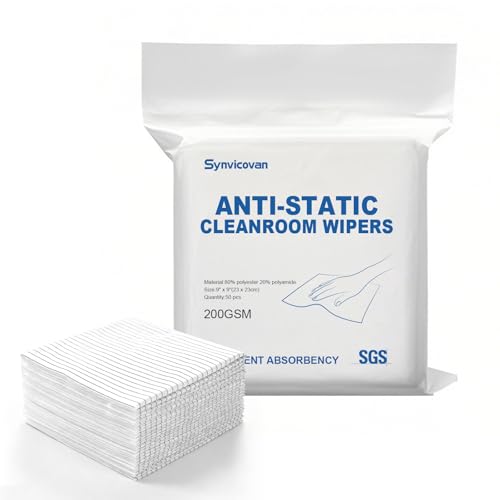 Anti-Static Microfiber cloths 9"x9"(50 Pcs,200GSM) | Lint Free Cloths,Reusable,Special ESD Protection Design is Suitable for Protecting Sensitive Electronic Components and Tools - size: 9" x 9" (Pack of 50)
