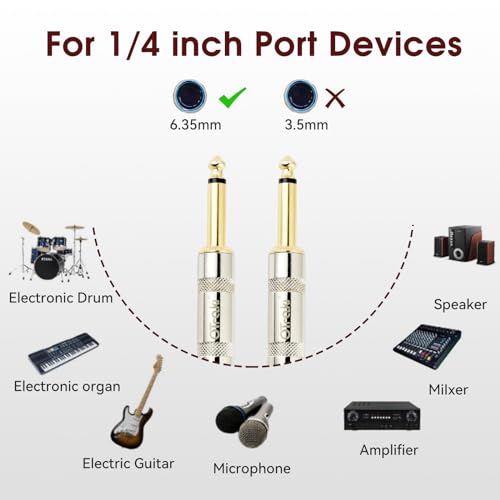 OTraki 3FT Guitar Cables 2 Pack Electric Guitar Chord 1/4 Inch Straight to Right Angle 6.35mm Gold Plated TS Plug Nylon Connect Guitar Instrument Cable for Guitar Bass Drum Audio Device 1M | Straight to Right Angle 6.35mm Gold Plated TS Plug Nylon Connect