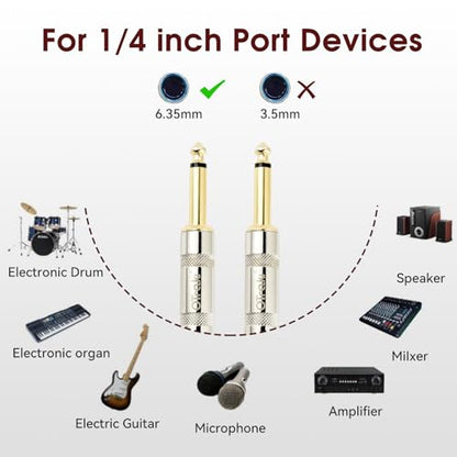 OTraki 3FT Guitar Cables 2 Pack Electric Guitar Chord 1/4 Inch Straight to Right Angle 6.35mm Gold Plated TS Plug Nylon Connect Guitar Instrument Cable for Guitar Bass Drum Audio Device 1M | Straight to Right Angle 6.35mm Gold Plated TS Plug Nylon Connect