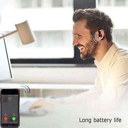 Wireless Earpiece Wireless Headset Handsfree Call Earpiece Noise Cancellation Earbud Long Talk Time Earphone Compatible with Smart Cell Phones Car Driver Trucker Business Office Men Women (Red) - color: Red