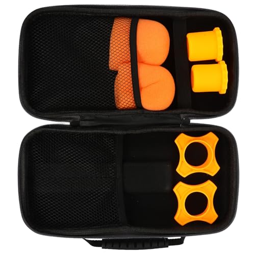 GALPADA Large-capacity Hard Microphone Carrying Bag with Zipper, Black Portable Mic Protective Case for Outdoor Travel, Includes Orange Anti-slip Foam Rings and Shockproof Tail Covers