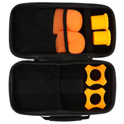 GALPADA Large-capacity Hard Microphone Carrying Bag with Zipper, Black Portable Mic Protective Case for Outdoor Travel, Includes Orange Anti-slip Foam Rings and Shockproof Tail Covers