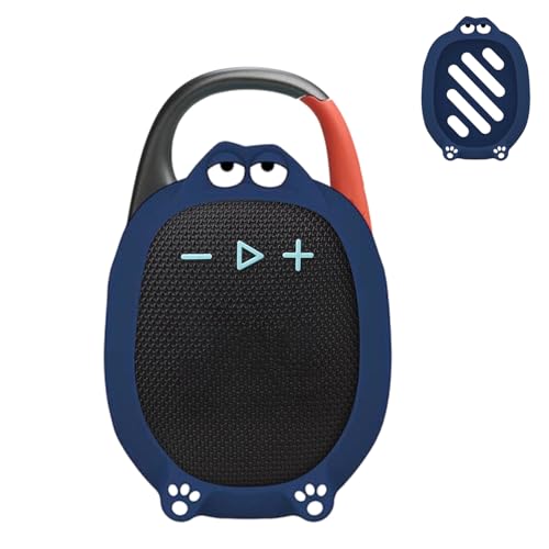 Silicone Case Cover Compatible with JBL Clip 5 Bluetooth Speaker, Soft Protective Speaker Sleeve with Cute Cartoon Design, Washable Shockproof Anti-Scratch Silicone Skin, Blue