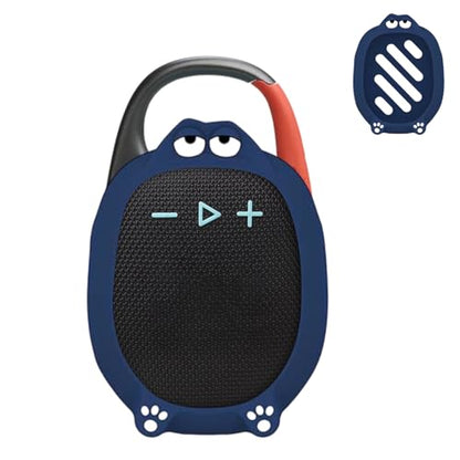 Silicone Case Cover Compatible with JBL Clip 5 Bluetooth Speaker, Soft Protective Speaker Sleeve with Cute Cartoon Design, Washable Shockproof Anti-Scratch Silicone Skin, Blue