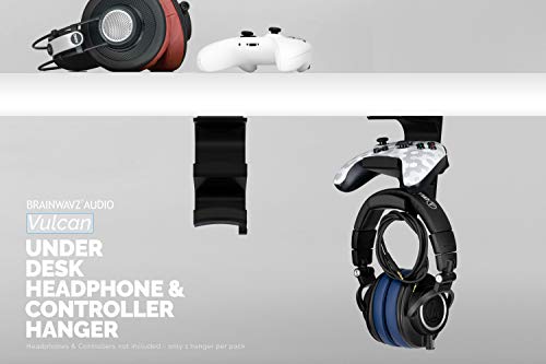BRAINWAVZ The VULCAN - Under Desk Gamepad Controller & Headphone Hanger Holder Stand - Designed for XBOX ONE, PS4, PS3, PS5, Dualshock, Switch, PC, Steelseries, Steam & More - color: Vulcan - Controller & Headphone Mount