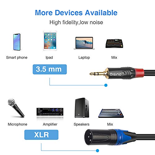 1/8 Inch to Dual XLR Male Y-Splitter Cable,Unbalanced 3.5mm Mini Jack TRS Stereo Aux to Double Male XLR Adapter Interconnect Breakout Patch Cord - 10 Feet/3 Meters - size: 10 Feet