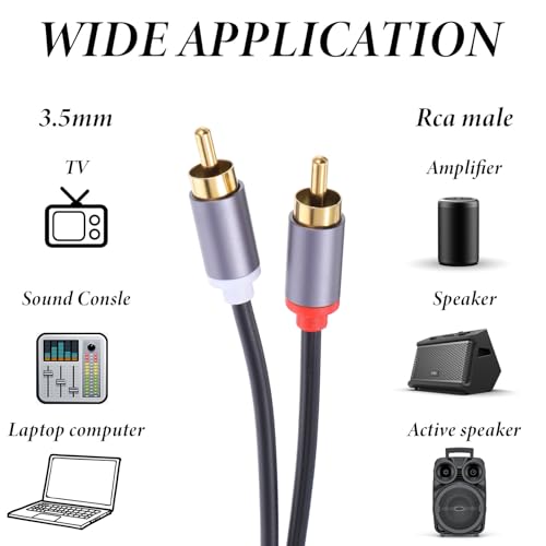 Xthrotsenk 2 Pcs RCA Cables 2RCA Male to 2RCA Audio Male 1FT RCA Cables Car Audio Subwoofer Cable for Home Theater Amplifiers Active Speakers Preamplifier
