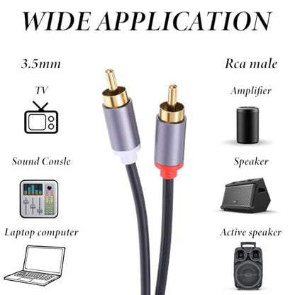 Xthrotsenk 2 Pcs RCA Cables 2RCA Male to 2RCA Audio Male 1FT RCA Cables Car Audio Subwoofer Cable for Home Theater Amplifiers Active Speakers Preamplifier