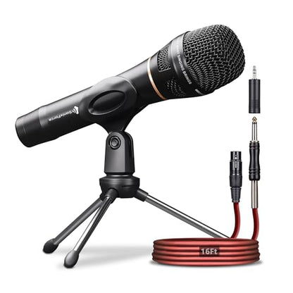 Professional Vocal Microphone for Singing, XLR Dynamic Wired Mic - color: A-Black