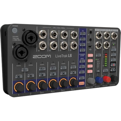 Zoom LiveTrak L6 Digital Mixer/Recorder Battery Powered Bundle with Polsen HPC-A30 Closed-Back Studio Monitor Headphones, XLR- XLR Cable, Varta High-Energy 1.5V AA LR6 Alkaline Battery (4-Pack)