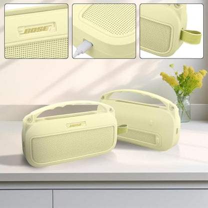 co2CREA Hard and Silicone Case for Bose SoundLink Flex 2/1,Citrus Yellow | 2nd Gen Compatibility, Dual-Layer Protection, EVA Hard Shell, Silicone Cover, Adjustable Shoulder Strap, Aluminum Carabiner - color: Citrus Yellow Case