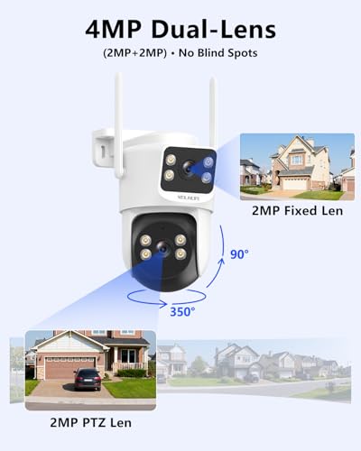 Wireless Security Camera System, 4MP PTZ WiFi Outdoor Video Surveillance | 350° PTZ Control, Color Night Vision, Motion Detection, 2-Way Audio, No Monthly Fee - size: 6-Cams 3TB HDD