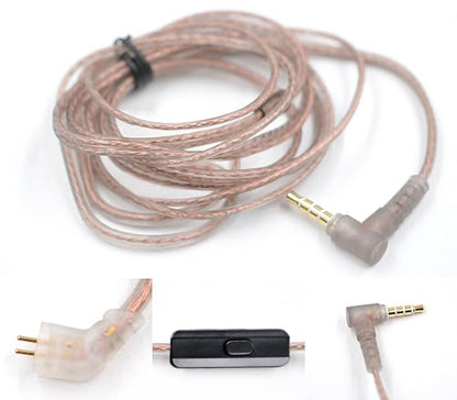 2Pin 0.75MM Oxygen-Free Copper Transparent Earphone Replacement Cable in-Ear Headphone Upgrade Cable for KZ ZS10 ZST ZSR ED12 EDX ES4 ES3 AS06 BA10 AS10 ZST-X Headphones (with Mic, B Pin) - size: B Pin, style: With Mic