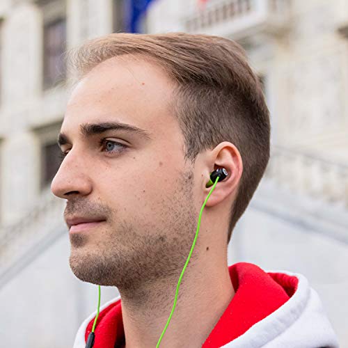 LUDOS Clamor Wired Earbuds in-Ear Headphones, 5 Years Warranty, Earphones with Microphone, Noise Isolating Ear Buds, Memory Foam for iPhone, Samsung, School Students, Kids, Women, Small Ears - Green - color: Green, style: 3.5 mm