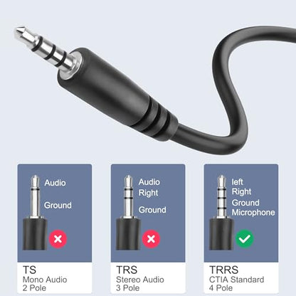 MEIRIYFA 3.5mm TRRS to D-Type Panel Mount Audio Extension Cable, 3.5mm 1/8" TRRS Male to D-Type Female 4 Pole Plug Stereo Headphone Cable for Headset, Laptop, Microphone - 53CM - style: 3.5MM TRRS Male
