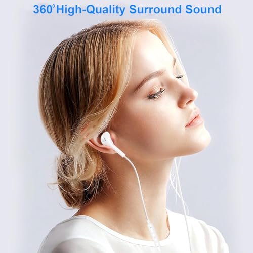 Apple MFi Certified 2 Pack iPhone Wired Headphones with Lightning Connector | Wired In-Ear Earphones,Built-In Remote and Microphone,Calls and Volume,Compatible with iPhone 14 13 12 11 Pro Max - color: White-L