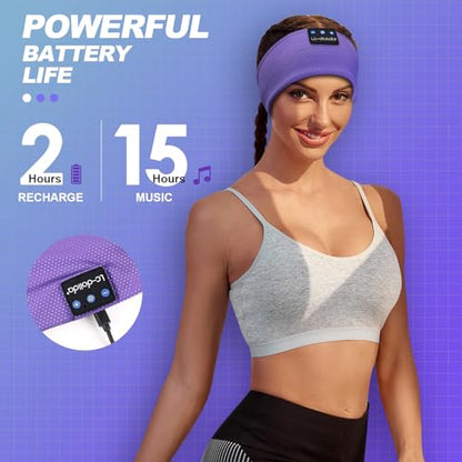 LC-dolida Sleep Headphones Bluetooth 5.4, Headband Headphones Earphones Wireless, Sleep Mask for Sleeping, Sports, Gifts, Workout, Jogging, Yoga,Insomnia, Air Travel, Meditation - color: Airy Purple