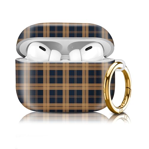 Compatiable for AirPod Pro 2nd/1st Generation Case,Lightweight & Durable Resistant Hard Case with Keychain,Stylish Design AirPod Case Cover for Women(Navy Blue Plaid) - color: Navy Blue Plaid