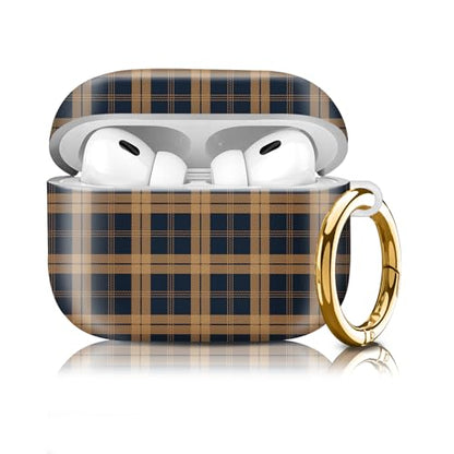 Compatiable for AirPod Pro 2nd/1st Generation Case,Lightweight & Durable Resistant Hard Case with Keychain,Stylish Design AirPod Case Cover for Women(Navy Blue Plaid) - color: Navy Blue Plaid