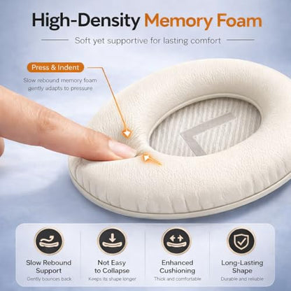 Replacement Ear Pads for Bose QC35 and QC35 II | Soft Protein Leather Ear Cushions with Noise Isolation, Memory Foam, Extra Durability - color: White