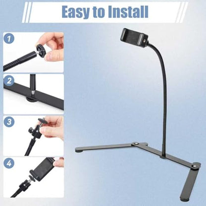 Adjustable Phone Tripod, Overhead Phone Mount, Tabletop Tripod for Cookie Decorating and Teaching Online Live Streaming and Showing Drawing Sketching Cooking
