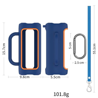 Silicone Case Cover for JBL Grip Portable Bluetooth Speaker, Soft Protective Sleeve Skin Travel Protective Carrying Case Storage Holder with Carabiner and Shoulder Strap (Blue) - color: Blue