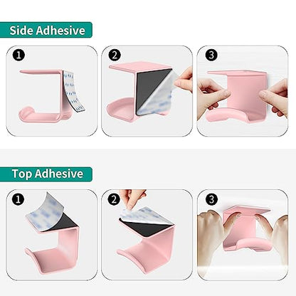 Headphone Hook for Desk, Headset & Controller Holder, Pink 1 Pcs | Space-saving headphone hanger and wall mount alternative, durable ABS with non-slip pad, supports up to 1 kg - color: Pink