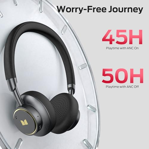Monster N-Tune mini 02 Noise Cancelling Headphone, Over Ear Headphones Wireless Foldable Design, 50H Playtime Wireless Headphones, Bluetooth 6.0, Adjustable and Comfortable for Travel, Black