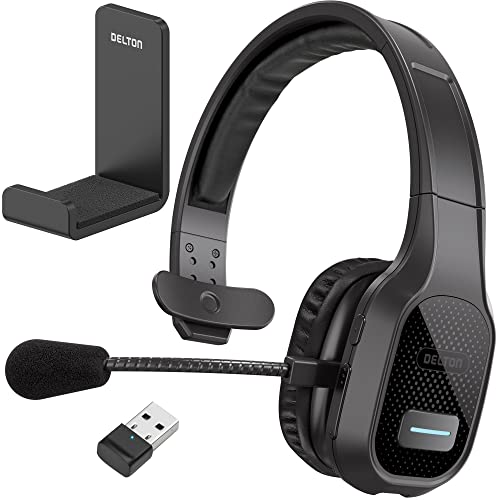Delton Wireless Computer Headset with USB Dongle and Headset Hook | Trucker Bluetooth Headset with Noise Canceling Mic, 35Hrs talk time, Headset for Drivers, Office, Call Center Work - Black - size: Headset with USB Dongle + Headset Hook