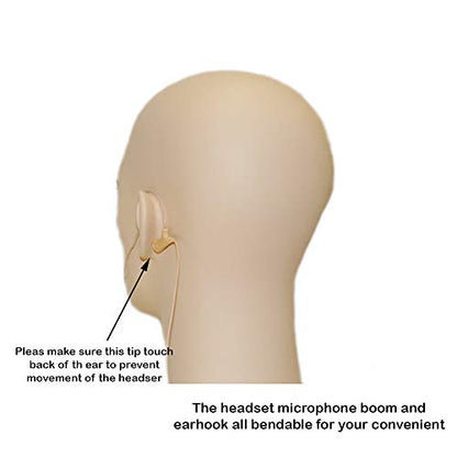 U-Voice UVS-70D-SH4 Earhook Headset Mic | Detachable Cable, For Shure Wireless Microphone System - color: Tan