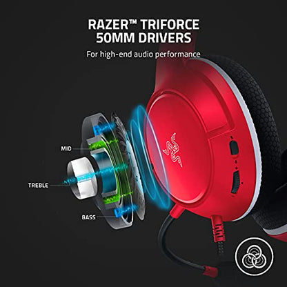 Razer Kaira X Wired Headset for Xbox Series X|S, Xbox One, PC, Mac & Mobile Devices: Triforce 50mm Drivers - HyperClear Cardioid Mic - Memory Foam Ear Cushions - On-Headset Controls - Pulse Red - color: Red