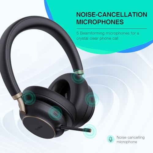 Yealink BH76 Plus with Stand ANC Wireless Headset for Work, Bluetooth Headsets with Microphone Active Noise Cancelling, Microsoft Teams Certified Headset UC Compatible with PC Mac Mobile Phone