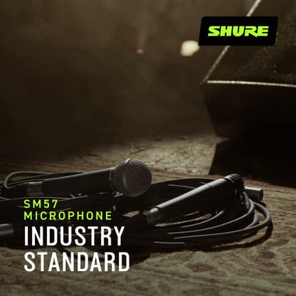Shure SM57 Pro XLR Dynamic Instrument Microphone | Cardioid dynamic mic for studio and live instruments, drums, percussion and amp miking; recording-ready
