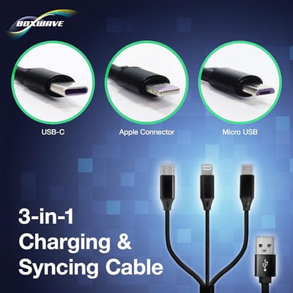 BoxWave Cable Compatible with Audio-Technica ATR2100x-USB - AllCharge miniSync, Retractable, Portable USB Cable - Jet Black