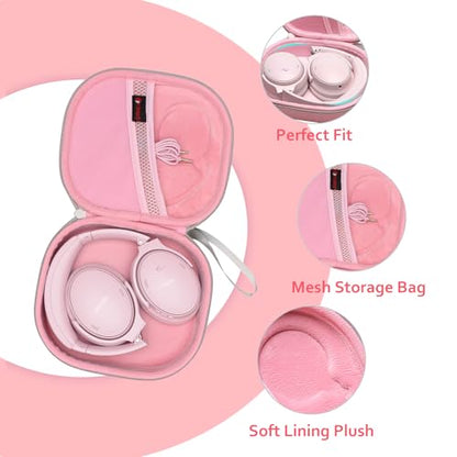 XANAD Hard Case for Bose QuietComfort, QC Ultra, QC 45, QC 35, QC45 SE, QC SE or Skullcandy Crusher Evo, Hesh ANC, Hesh Evo, Crusher ANC 2, Crusher, Riff 2 Noise Headphones（Outer Pink +Inner Pink） - color: Outer Pink +Inner Pink