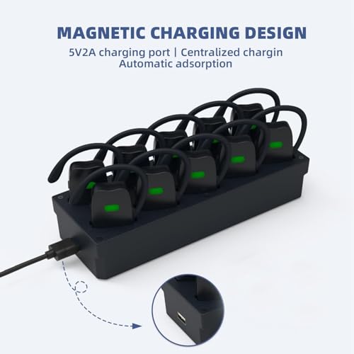 Wireless Tour Guide System, 2 Transmitters 10 Receivers | Tour Guide Headsets, 10-Slot Charge Base, Tour Guide Microphone and Speaker, For Tours Museum Factory School
