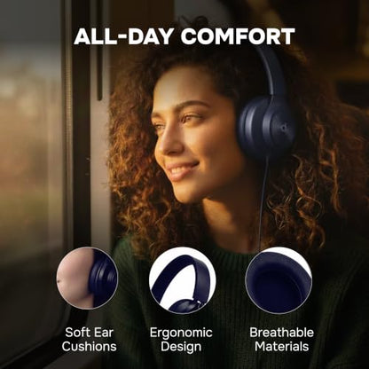 ARTIX Over Ear Headphones Wired with Mic, Corded Head Phones (3.5mm Jack) - color: Midnight Blue