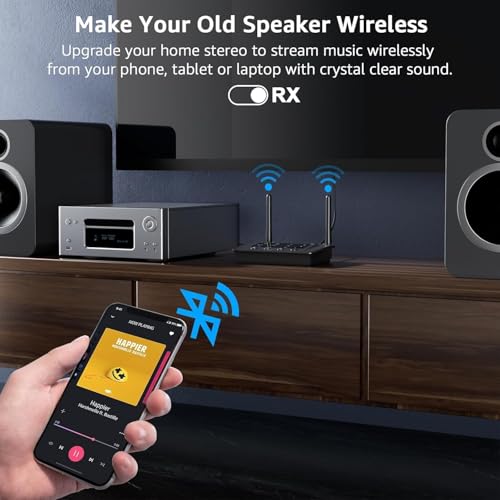 1Mii B03S Bluetooth 5.3 Transmitter Receiver for TV Home Stereo | Optical RCA AUX Wireless Audio Adapter w/Audiophile DAC, aptX Adaptive/LL/HD, Dual Link, Volume Control, Soundbar Passthrough