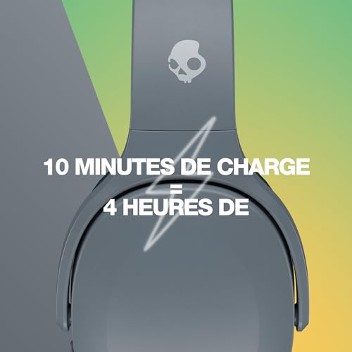Skullcandy Crusher Evo Wireless Bluetooth Headphones with Extra USB-C Charging Cable, Multi-Sensory Bass, Noise Isolating Over-Ear Fit, 40 Hours Battery, Microphone for iPhone Android - Chill Grey - color: Chill Grey