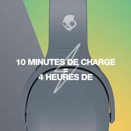Skullcandy Crusher Evo Wireless Bluetooth Headphones with Extra USB-C Charging Cable, Multi-Sensory Bass, Noise Isolating Over-Ear Fit, 40 Hours Battery, Microphone for iPhone Android - Chill Grey - color: Chill Grey