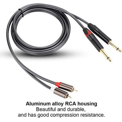 ZJchao to 1/4 Adapter, 1.5M Audio Interconnect Cord 6.35Mm Stereo to C A Phono Insert Cable Audio Wire Cords with Gold Plated Plugs for Phono Microphone Mic Mixer Amplifier